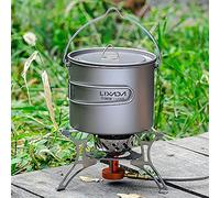 Domary Marmite Légère avec Cuillère Pliante, capacité de 750 ML, pour Camping en Plein Air, Randonnée, Pique-Nique, Marmite de Cuisine Pure avec Poignée Pliable et (Pot et cuillère 1 100 ML)