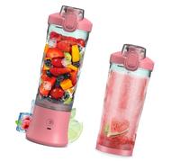 Domary Mélangeur Portable de 600 ML, Presse-Agrumes de Taille Personnelle, 6 Lames, 150 W, Rechargeable, avec Chargement IP67 USB-C, pour Shakes et Smoothies (Rose)
