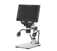 Domary Microscope Numérique Écran Couleur LCD 7 Pouces 12MP Zoom Continu 1-1200X Grand Angle de Base avec Support Réglable en Alliage D'aluminium 2 Lumières de Remplissage pour (Prise UE et avec