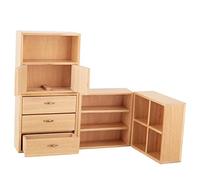 Domary Mini Meubles D'armoire en Bois écologiques et Durables pour Maison de Poupée, Chambre à Coucher, Salon (Couleur du Bois)