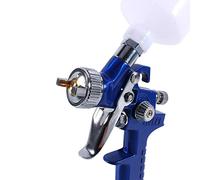Domary Mini Pistolet de Pulvérisation d'air HVLP à Alimentation par gravité Bleue, Buse Basse Pression de 0.8mm, Conception Légère et Confortable pour Les Projets Peinture