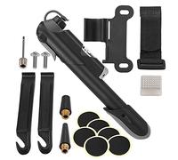 Domary Mini Pompe à Vélo Haute Pression 120 Psi avec Kit de Réparation de Crevaison intégré, Valve Schrader Automatique pour Accessoires Cyclisme Vélo Route (Changement vanne Manuel)