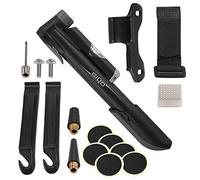 Domary Mini Pompe à Vélo Haute Pression 120 Psi avec Kit de Réparation de Crevaison intégré, Valve Schrader Automatique pour Accessoires Cyclisme Vélo Route (Changement Automatique vanne)