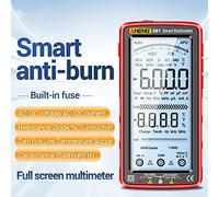 Domary Multimètre Numérique Intelligent Anti-brûlure, Compteur Universel Rechargeable, Testeur NCV avec Grand écran LCD rétroéclairé pour Tension, Courant, capacité de Résistance, (Rouge)