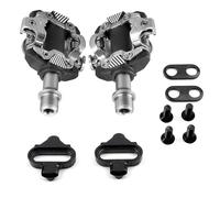 Domary Pédales de VTT Pédales à Roulement Scellé Automatiques Légères Double Plateforme pour Vélo de Montagne Vélo Route Nylon Noir Argent 9/16 Pouce