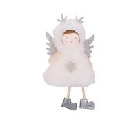 Domary Pendentif Ange avec Ailes, Décoration d'arbre de Noël à Suspendre, Décorations de Joyeux Noël avec Ailes en Fer en Tissu pailleté pour Intérieur et Extérieur, Fête à la Mai (Blanche)