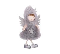 Domary Pendentif Ange avec Ailes, Décoration d'arbre de Noël à Suspendre, Décorations de Joyeux Noël avec Ailes en Fer en Tissu pailleté pour Intérieur et Extérieur, Fête à la Mai (Grise)