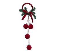 Domary Pendentif Boule D'ornement d'arbre de Noël Rouge floqué avec Un Design Rouge Vif pour Couronne, Décoration Intérieure et Extérieure (Anneau Circulaire)