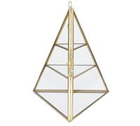 Domary Présentoir de Bijoux Pyramide à 3 Couches avec Murs en Verre et Cadre en Métal pour Le Rangement de Boucles d'oreilles, Colliers et Bracelets