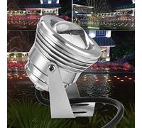 Domary Projecteur LED pour Aquarium 12V 10W RGB, avec Coque en Aluminium IP67, Support Réglable pour Aquarium, Piscine, Jardin sous-Marin (Coquille d'argent)