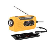 Domary Radio Solaire à Remontage Radio Solaire d'urgence Alimentée par Manivelle avec Batterie Rechargeable Alarme SOS AM FM WB Lampe de Poche Lumineuse Prise Casque Port USB pour (EU Type)
