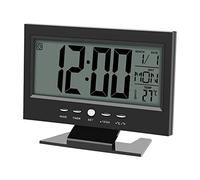 Domary Réveil à Capteur de Son Numérique LCD, avec Affichage de la Température la Semaine du Calendrier pour Une Utilisation sur Table et Bureau (Noire)