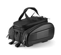 Domary Sac de Selle de Vélo, Grande Capacité 11L 31L EVA Coque Rigide Support Coffre Siège Arrière avec Bandoulière et Réflecteur, pour L'équitation et Les Voyages en VTT (Noir 31L (Extensible))