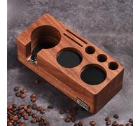 Domary Station de Bourrage de café en Bois Noyer, Hauteur Réglable 3 en 1, Support Doseur, Organisateur, Distributeur, Porte-filtre pour Barista Home Coffee Bar Marron (Brun)