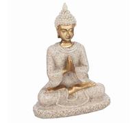 Domary Statue de Bouddha Méditant en Résine de Grès, Figurine Sculptée, Décoration Maison, Partenaire Méditation, Cadeau pour Ornement Table (Un Or)
