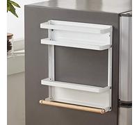 Domary Support de Rangement Magnétique Pliable pour Réfrigérateur, Organisateur Mural avec Clôture Solide pour Cuisine, Salle de Bains, Balcon (Blanche)