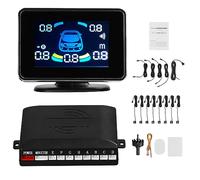 Domary Système de Capteur de Stationnement Voiture Radars Recul Avant et Arrière avec 8 Capteurs Écran LCD Détection Distance Avertissement Sonore Buzzer Volumes Muets (Argent)