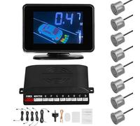 Domary Système de Capteur de Stationnement Voiture Radars Recul Support Avant Arrière Buzzer D'avertissement Sonore Muet avec 8 Capteurs Stationnement Détection Distance (Grise)