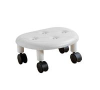 Domary Tabouret Roulant avec Siège en PU et roulettes Pivotantes pour Salon Chambre de bébé, Cadre en Plastique 13,2x5,9x10,2 Pouces, Tabouret Bas Portable