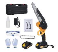 Domary Tronçonneuse sans Fil Tronçonneuse électrique sans Balais de 8 Pouces avec 2 Piles Rechargeables Portative Puissante pour la Taille des Arbres, la Coupe du Bois, le (Prise UE)