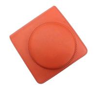 Domasvmd Étui de protection pour appareil photo carré en cuir PU avec sangle réglable amovible grande capacité, Orange