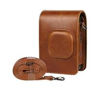 Domasvmd Housse de protection pour appareil photo LiPlay en cuir PU avec bandoulière et support anti-poussière pour appareil photo Liplay, Marron littéraire