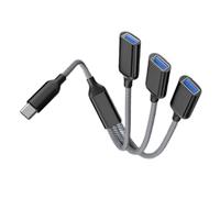 Domasvmd Hub de type C vers 3 ports USB - Adaptateur OTG de type C pour ordinateur portable, tablette, chargement et transfert de données - Hub USB pour lumière LED