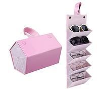 Domasvmd Support de rangement de lunettes de soleil de voyage à 5 emplacements - Boîte de rangement pour lunettes en polyuréthane - Multi-suspension - Cadre de lunettes de soleil