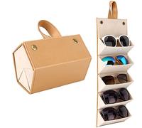 Domasvmd Support de rangement de lunettes de soleil de voyage à 5 emplacements - Boîte de rangement pour lunettes en polyuréthane - Multi-suspension - Cadre de lunettes de soleil