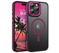 DOMAVER Coque pour iPhone 16 Pro-Case Compatible avec Magsafe, Coque Téléphone Magnétique iPhone 16 Pro Translucide Mat Protection Ridige Etui Fin Antidérapante, Rose Fluo