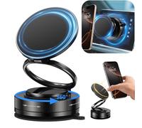 DOMAVER Support Telephone Voiture Magnetique - sous Vide Support de Voiture à 360° Réglable pour Tableau de Bord/iPhone/Samsung/Google, pour Verre/Mur/Miroir/Métal/Vitres de Voiture - Noir
