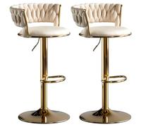 DOMAX Lot de 2 tabourets de Bar rembourrés avec Dossier et Repose-Pieds pivotants à 360° - Hauteur réglable - sans accoudoirs - pour Petit déjeuner, Salle à Manger, Cuisine
