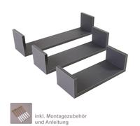 Domax Lot de 3 Étagères Murales Flottantes en Bois, Gris/Blanc/Wenge/Chêne