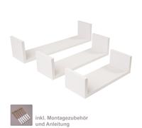 Domax Lot de 3 Étagères Murales Flottantes en Bois, Gris/Blanc/Wenge/Chêne