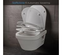 Abattant WC - blumfeldt Dombach Aliano - Lunette de toilette - Frein de chute - Premium - Siège de toilette - Antibactérien - Forme en D - Blanc Blanc G