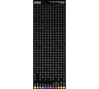 Domberger - Le Long Point Sautillant noir 2026 - Calendrier mural design 36 × 98 cm de Michael Domberger, Calendrier artistique avec 365 points perforés : L'original