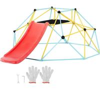 Dôme à grimper 2,44 m - Structure géométrique à grimper avec toboggan - Pour enfants de 3 à 9 ans - Structure à grimper avec charge admissible de 272 kg - Avec poignées à grimper - Jeu d'intérieur/d'e