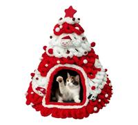 Dôme chaud en peluche à motif - Maison pour chat de Noël, refuge en fourrure douce, refuge de vacances | Havre d'hiver relaxant pour chaton petit animal domestique chambres lits