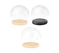 Dôme d'affichage en verre transparent avec Base en bois, décoration de maison de poupée, pot de cloche, vitrine, socles, support de Micro paysage