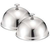 Dôme de fonte de fromage en acier inoxydable pour restaurant - 2 plats de service Cloche avec couvercle alimentaire 28 cm - Garde les aliments au chaud et fondu parfaitement le fromage