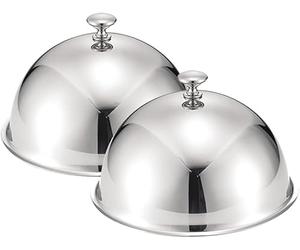 Dôme de fonte de fromage en acier inoxydable pour restaurant - 2 plats de service Cloche avec couvercle alimentaire 28 cm - Garde les aliments au chaud et fondu parfaitement le fromage