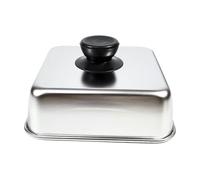 Dôme de fonte pour grill - 25,4 cm en acier inoxydable | Couvercle pour | Couvercle à badigeonner à steak - Poignée carrée en polyéthylène | Bouclier anti-éclaboussures de graisse | Pour barbecue