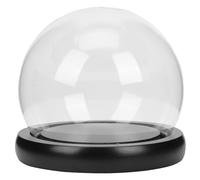 Dôme de Verre Décoratif Globe Base Bois, Noir, Léger | Table et Étagère, Verre et Bois, Format Portable, Présentation Micro-paysage