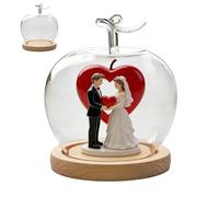 Dôme en verre - En forme de fruit | Figurine en verre avec base en bois, décor en verre créatif transparent pour collectionneurs, bijoux, poupées, miniatures, table à manger, bureau, magasin, mariage