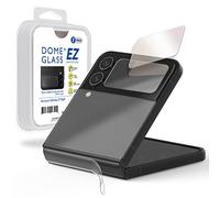 DOME GLASS Whitestone EZ Glass pour Samsung Galaxy Z Flip 4, protecteur d'écran en verre trempé miroir extérieur, film de protection de charnière inclus, [Installation facile]