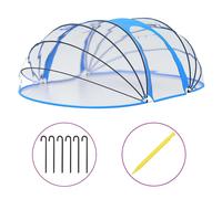 Dôme piscine ovale 530x410x210 cm PVC acier fibre verre avec portes latérales roulantes