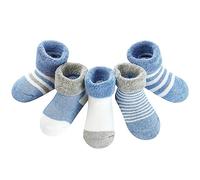 Domee Chaussettes Chaudes Hiver Épaisse Éponge Coton Bébé Lot de 5 Blanc & Bleu 6-12 Mois (Taille du Fabricant M)