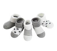 Domee Chaussettes Chaudes Hiver Épaisse Éponge Coton Bébé Lot de 5 Blanc & Gris 1-3 Ans (Taille du Fabricant L)