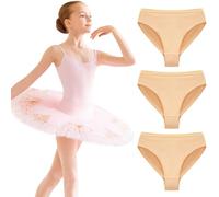 Domee Culotte Ballet Coton sous-vêtement Slip Danse Fille Lot de 3 Chair 6-7 Ans (Taille Fabricant 120)