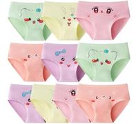 Domee Culotte Coton sous-Vêtement Slip Confort Fille Lot de 10 Visage de Dessin Animé 4-6 Ans (Taille du Fabricant L)